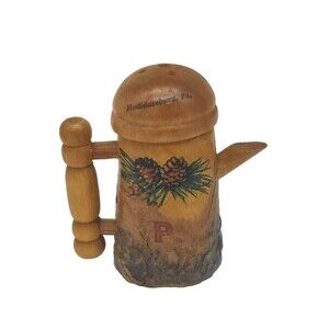 1 Vintage Wood Bark Souvenir Single Pepper Shaker Holidaysburg, PA Pennsylvania